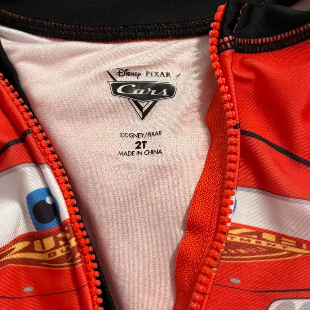 Disney Pixar Cars Lightning McQueen Toddler Boys Red Swimsuit Rash Guard 2T